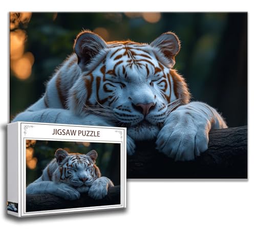 Puzzle 1000 Teile Tiger Puzzle Erwachsene Anspruchsvoll, Holzpuzzle Jigsaw Puzzle Tier Puzzle Groß 75x50 cm Impossible Puzzle für Männer, Klassische Puzzles für Erwachsene Frauen, ältere Menschen F-4 von Zhngzoyn