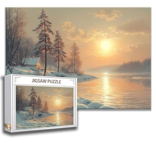 Puzzle 1000 Teile Winter Puzzle Erwachsene Anspruchsvoll, Holzpuzzle Jigsaw Puzzle Landschaft Puzzle Groß XXL 75 x 50 cm Impossible Puzzle für Männer, Klassische Puzzles für Erwachsene Frauen U-8 von Zhngzoyn