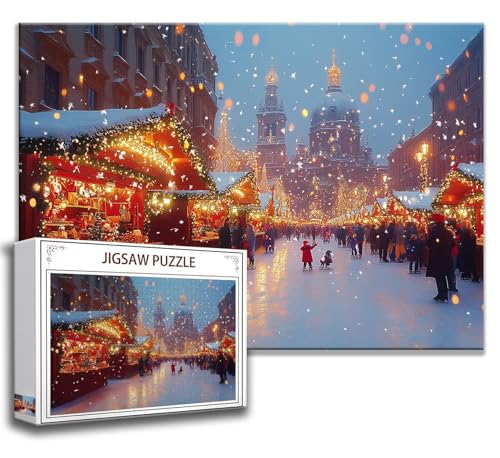 Puzzle 1000 Teile Winter Puzzle Erwachsene Anspruchsvoll, Holzpuzzle Jigsaw Puzzle Weihnachten Puzzle Groß XXL 75 x 50 cm Impossible Puzzle für Männer, Klassische Puzzles für Erwachsene Frauen B-3 von Zhngzoyn