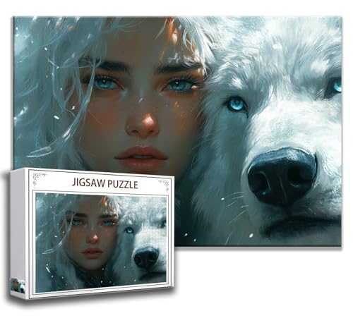 Puzzle 1000 Teile Wolf Puzzle Erwachsene Anspruchsvoll, Holzpuzzle Jigsaw Puzzle Karikatur Puzzle Groß 75 x 50 cm Impossible Puzzle für Männer, Puzzles für Erwachsene Frauen, ältere Menschen Z-7 von Zhngzoyn