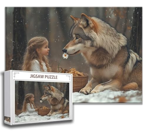 Puzzle 1000 Teile Wolf Puzzle Erwachsene Anspruchsvoll, Holzpuzzle Jigsaw Puzzle Mädchen Puzzle XXL 75x50 cm Impossible Puzzle für Männer, Klassische Puzzles für Erwachsene Frauen, ältere Menschen O-6 von Zhngzoyn