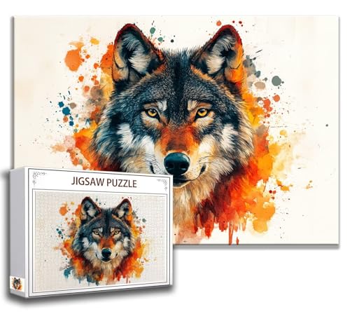 Puzzle 1000 Teile Wolf Puzzle Erwachsene Anspruchsvoll, Holzpuzzle Jigsaw Puzzle Tier Puzzle Groß 75 x 50 cm Impossible Puzzle für Männer, Klassische Puzzles für Erwachsene Frauen, ältere Menschen A-8 von Zhngzoyn