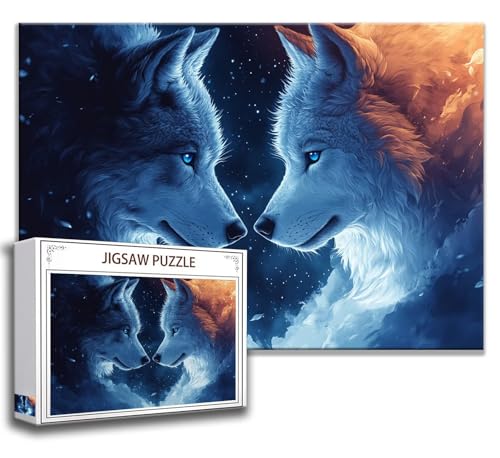 Puzzle 1000 Teile Wolf Puzzle Erwachsene Anspruchsvoll, Holzpuzzle Jigsaw Puzzle Tier Puzzle Groß 75 x 50 cm Impossible Puzzle für Männer, Klassische Puzzles für Erwachsene Frauen, ältere Menschen Y-3 von Zhngzoyn