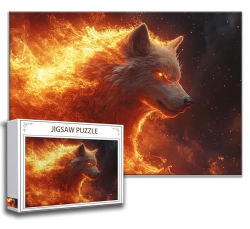 Puzzle 1000 Teile Wolf Puzzle Erwachsene Anspruchsvoll, Holzpuzzle Jigsaw Puzzle Tier Puzzle Groß 75 x 50 cm Impossible Puzzle für Männer, Klassische Puzzles für Erwachsene Frauen, ältere Menschen H-2 von Zhngzoyn