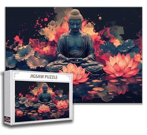 Puzzle 1000 Teile Zen Puzzle Erwachsene Anspruchsvoll, Holzpuzzle Jigsaw Puzzle Lotus Puzzle Groß 75 x 50 cm Impossible Puzzle für Männer, Klassische Puzzles für Erwachsene Frauen, ältere Menschen Z-2 von Zhngzoyn