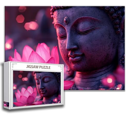 Puzzle 1000 Teile Zen Puzzle Erwachsene Anspruchsvoll, Holzpuzzle Jigsaw Puzzle Lotus Puzzle Groß 75 x 50 cm Impossible Puzzle für Männer, Klassische Puzzles für Erwachsene Frauen, ältere Menschen A-2 von Zhngzoyn