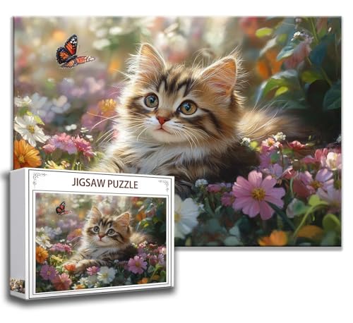 Puzzle 1500 Teile Katze Puzzle Erwachsene Anspruchsvoll, Holzpuzzle Jigsaw Puzzle Schmetterling Puzzle Groß XXL 87 x 57 cm Impossible Puzzle für Männer, Klassische Puzzles für Erwachsene Frauen C-6 von Zhngzoyn