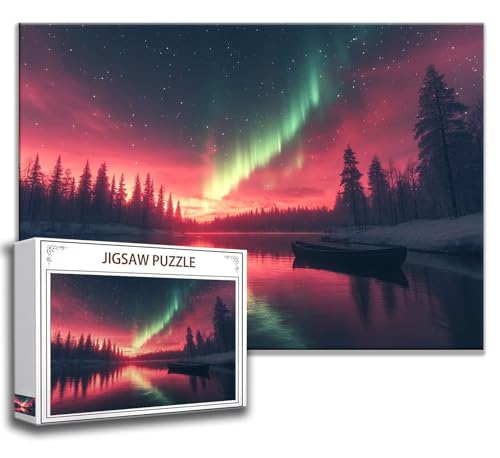 Puzzle 1500 Teile Nordlicht Puzzle Erwachsene Anspruchsvoll, Holzpuzzle Jigsaw Puzzle Landschaft Puzzle Groß XXL 87 x 57 cm Impossible Puzzle für Männer, Klassische Puzzles für Erwachsene Frauen T-1 von Zhngzoyn