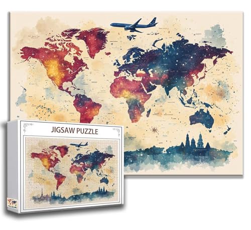 Puzzle 1500 Teile Weltkarte Puzzle Erwachsene Anspruchsvoll, Holzpuzzle Jigsaw Puzzle Retro Puzzle Groß 87 x 57 cm Impossible Puzzle für Männer, Puzzles für Erwachsene Frauen, ältere Menschen M-8 Puzzle 1500 Teile Weltkarte Puzzle Erwachsene Anspruchsvoll, Holzpuzzle Jigsaw Puzzle Retro Puzzle Groß 87 x 57 cm Impossible Puzzle für Männer, Puzzles für Erwachsene Frauen, ältere Menschen M-8 von Zhngzoyn