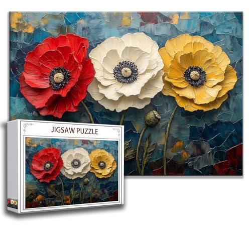 Puzzle 2000 Teile Blume Puzzle Erwachsene Anspruchsvoll, Holzpuzzle Jigsaw Puzzle Mohn Puzzle Groß 100x70 cm Impossible Puzzle für Männer, Klassische Puzzles für Erwachsene Frauen, ältere Menschen K-3 von Zhngzoyn