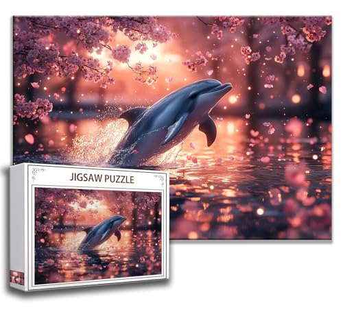 Puzzle 2000 Teile Delphin Puzzle Erwachsene Anspruchsvoll, Holzpuzzle Jigsaw Puzzle Tier Puzzle 100x70 cm Impossible Puzzle für Männer, Klassische Puzzles für Erwachsene Frauen, ältere Menschen U-9 von Zhngzoyn