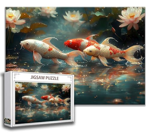 Puzzle 2000 Teile Koi Puzzle Erwachsene Anspruchsvoll, Holzpuzzle Jigsaw Puzzle Fisch Puzzle Groß 100x70 cm Impossible Puzzle für Männer, Klassische Puzzles für Erwachsene Frauen, ältere Menschen S-8 von Zhngzoyn