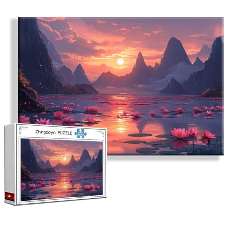 Puzzle 2000 Teile Landschaft, Puzzle Erwachsene Anspruchsvoll Jigsaw Lotus Groß XXL 100x70 cm, Klassische Impossible Jigsaw Art für Frauen Männer, Holzpuzzle für Deko Wohnzimmer, Geschenke Ostern L-0 von Zhngzoyn