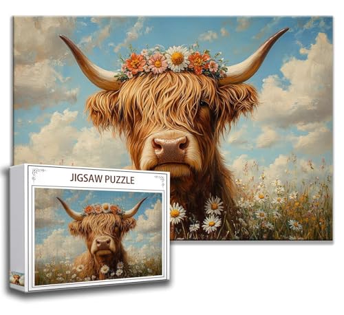 Puzzle 2000 Teile Ochse Puzzle Erwachsene Anspruchsvoll, Holzpuzzle Jigsaw Puzzle Tier Puzzle Groß 100x70 cm Impossible Puzzle für Männer, Klassische Puzzles für Erwachsene Frauen, ältere Menschen P-0 von Zhngzoyn