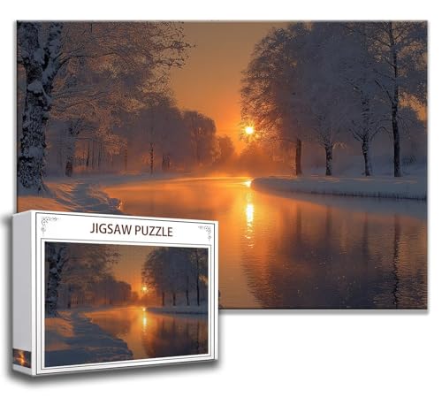 Puzzle 2000 Teile Sonnenuntergang Puzzle Erwachsene Anspruchsvoll, Holzpuzzle Jigsaw Puzzle Winter Puzzle Groß 100 x 70 cm Impossible Puzzle für Männer, Klassische Puzzles für Erwachsene Frauen K-5 von Zhngzoyn