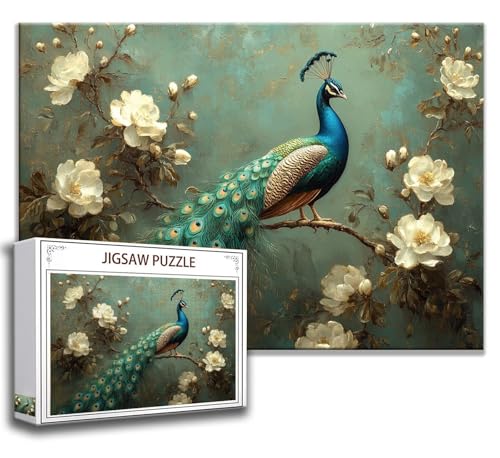 Puzzle 2000 Teile Tier Puzzle Erwachsene Anspruchsvoll, Holzpuzzle Jigsaw Puzzle Pfau Puzzle Groß 100x70 cm Impossible Puzzle für Männer, Klassische Puzzles für Erwachsene Frauen, ältere Menschen L-8 von Zhngzoyn