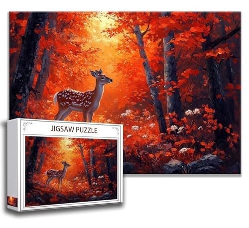 Puzzle 2000 Teile Wald Puzzle Erwachsene Anspruchsvoll, Holzpuzzle Jigsaw Puzzle Reh Puzzle Groß 100 x 70 cm Impossible Puzzle für Männer, Klassische Puzzles für Erwachsene Frauen, ältere Menschen A-2 von Zhngzoyn