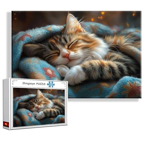 Puzzle 3000 Teile Katze, Puzzle Erwachsene Anspruchsvoll Jigsaw Tier Groß XXL 120 x 80 cm, Klassische Impossible Jigsaw Art für Frauen Männer, Holzpuzzle für Deko Wohnzimmer, Geschenke zu Ostern Q-6 von Zhngzoyn