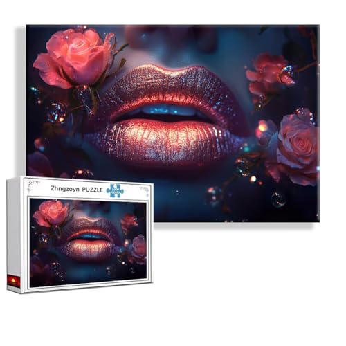 Puzzle 4000 Teile Lippen, Puzzle Erwachsene Anspruchsvoll Jigsaw Blume Groß XXL 140 x 87 cm, Klassische Impossible Jigsaw art für Frauen Männer, Holzpuzzle für Deko Wohnzimmer, Geschenke zu Ostern H-4 von Zhngzoyn