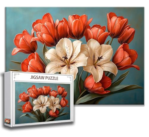 Puzzle 500 Teile Blume Puzzle Erwachsene Anspruchsvoll, Holzpuzzle Jigsaw Puzzle Blume Puzzle Groß 52x38 cm Impossible Puzzle für Männer, Klassische Puzzles für Erwachsene Frauen, ältere Menschen V-2 von Zhngzoyn