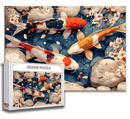 Puzzle 500 Teile Fisch Puzzle Erwachsene Anspruchsvoll, Holzpuzzle Jigsaw Puzzle Blume Puzzle Groß 52x38 cm Impossible Puzzle für Männer, Klassische Puzzles für Erwachsene Frauen, ältere Menschen B-4 von Zhngzoyn