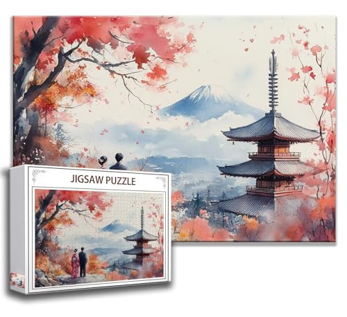 Puzzle 500 Teile Japan Puzzle Erwachsene Anspruchsvoll, Holzpuzzle Jigsaw Puzzle Landschaft Puzzle Groß 52 x 38 cm Impossible Puzzle für Männer, Puzzles für Erwachsene Frauen, ältere Menschen A-8 von Zhngzoyn