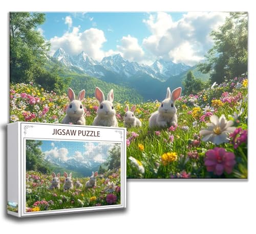 Puzzle 500 Teile Kaninchen Puzzle Erwachsene Anspruchsvoll, Holzpuzzle Jigsaw Puzzle Karikatur Puzzle Groß XXL 52 x 38 cm Impossible Puzzle für Männer, Klassische Puzzles für Erwachsene Frauen P-3 von Zhngzoyn