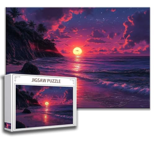 Puzzle 500 Teile Landschaft Puzzle Erwachsene Anspruchsvoll, Holzpuzzle Jigsaw Puzzle Sonnenuntergang Puzzle Groß 52 x 38 cm Impossible Puzzle für Männer, Klassische Puzzles für Erwachsene Frauen H-3 von Zhngzoyn