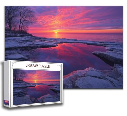 Puzzle 500 Teile Ozean Puzzle Erwachsene Anspruchsvoll, Holzpuzzle Jigsaw Puzzle Sonnenuntergang Puzzle Groß XXL 52 x 38 cm Impossible Puzzle für Männer, Klassische Puzzles für Erwachsene Frauen D-8 von Zhngzoyn