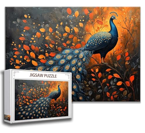 Puzzle 500 Teile Pfau Puzzle Erwachsene Anspruchsvoll, Holzpuzzle Jigsaw Puzzle Tier Puzzle Groß 52 x 38 cm Impossible Puzzle für Männer, Klassische Puzzles für Erwachsene Frauen, ältere Menschen N-5 von Zhngzoyn