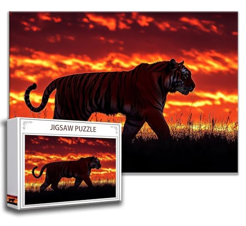 Puzzle 500 Teile Tiger Puzzle Erwachsene Anspruchsvoll, Holzpuzzle Jigsaw Puzzle Tier Puzzle Groß 52 x 38 cm Impossible Puzzle für Männer, Klassische Puzzles für Erwachsene Frauen, ältere Menschen P-0 von Zhngzoyn