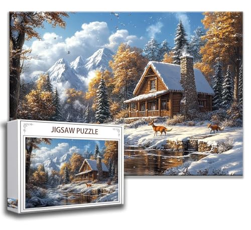 Puzzle 500 Teile Winter Puzzle Erwachsene Anspruchsvoll, Holzpuzzle Jigsaw Puzzle Landschaft Puzzle Groß XXL 52 x 38 cm Impossible Puzzle für Männer, Klassische Puzzles für Erwachsene Frauen N-4 von Zhngzoyn