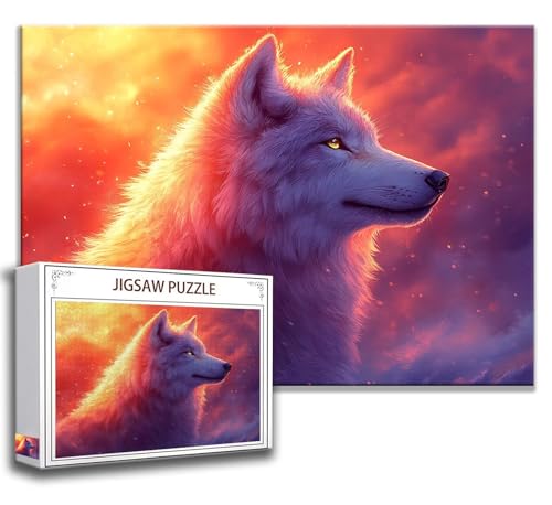 Puzzle 500 Teile Wolf Puzzle Erwachsene Anspruchsvoll, Holzpuzzle Jigsaw Puzzle Tier Puzzle Groß 52 x 38 cm Impossible Puzzle für Männer, Klassische Puzzles für Erwachsene Frauen, ältere Menschen L-9 von Zhngzoyn