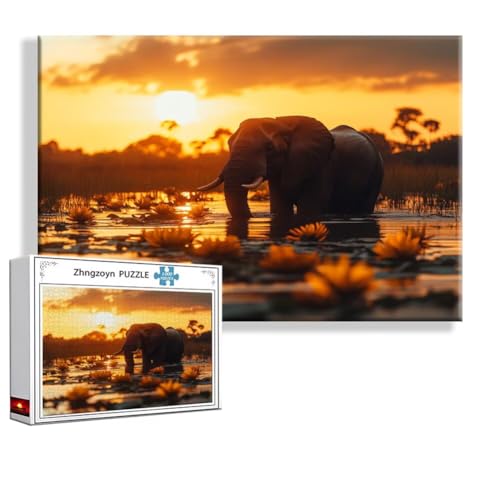 Puzzle 5000 Teile Elefant, Puzzle Erwachsene Anspruchsvoll Jigsaw Tier Groß XXL 156x105 cm, Klassische Impossible Jigsaw Art für Frauen Männer, Holzpuzzle für Deko Wohnzimmer, Geschenke zu Ostern N-9 von Zhngzoyn