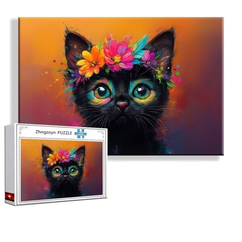 Puzzle 5000 Teile Katze, Puzzle Erwachsene Anspruchsvoll Jigsaw Tier Groß XXL 156 x 105 cm, Klassische Impossible Jigsaw Art für Frauen Männer, Holzpuzzle für Deko Wohnzimmer, Geschenke zu Ostern K-7 von Zhngzoyn