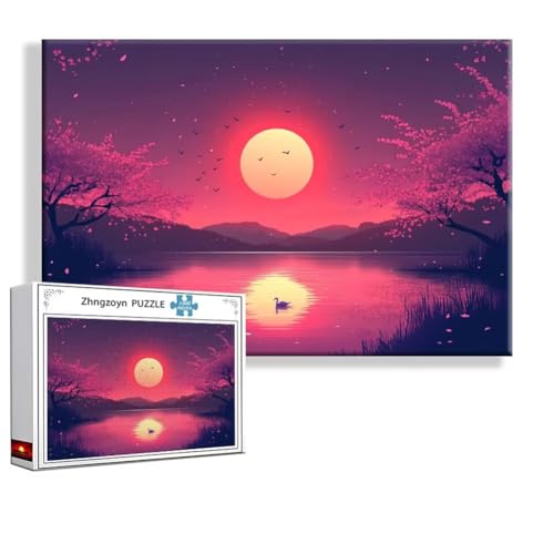 Puzzle 5000 Teile Landschaft, Puzzle Erwachsene Anspruchsvoll Jigsaw Sonnenuntergang Groß XXL 156 x 105 cm, Klassische Impossible Jigsaw Art für Frauen Männer, Holzpuzzle für Deko Wohnzimmer B-3 von Zhngzoyn