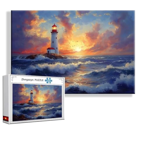 Puzzle 5000 Teile Leuchtturm, Puzzle Erwachsene Anspruchsvoll Jigsaw Landschaft Groß XXL 156x105 cm, Klassische Impossible Jigsaw Art für Frauen Männer, Holzpuzzle für Deko Wohnzimmer Geschenke D-3 von Zhngzoyn