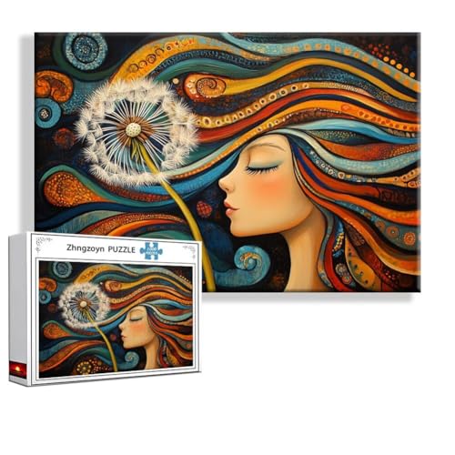 Puzzle 5000 Teile Löwenzahn, Puzzle Erwachsene Anspruchsvoll Jigsaw Frau Groß XXL 156x105 cm, Klassische Impossible Jigsaw Art für Frauen Männer, Holzpuzzle für Deko Wohnzimmer, Geschenke Ostern A-4 von Zhngzoyn