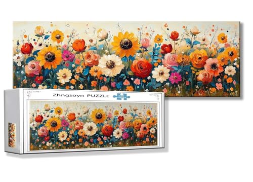 Puzzle Blume 900 Teile Blume Puzzle Erwachsene Anspruchsvoll Groß XXL 87 x 34 cm Jigsaw Panorama, 2025 Impossible Jigsaw, Klassische Holzpuzzle für Erwachsene Männer, Frauen, ältere Menschen V-0 von Zhngzoyn