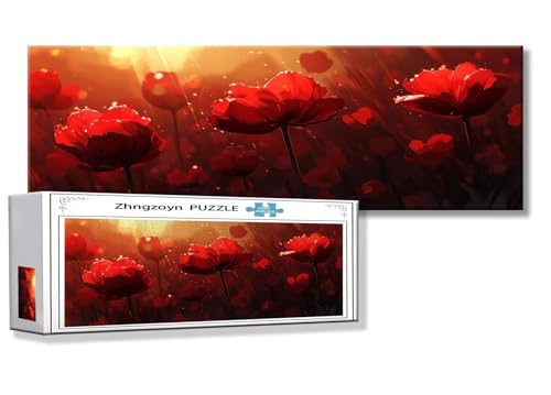 Puzzle Blume 900 Teile Blume Puzzle Erwachsene Anspruchsvoll Groß XXL 87 x 34 cm Jigsaw Panorama, 2025 Impossible Jigsaw, Klassische Holzpuzzle für Erwachsene Männer, Frauen, ältere Menschen V-1 von Zhngzoyn