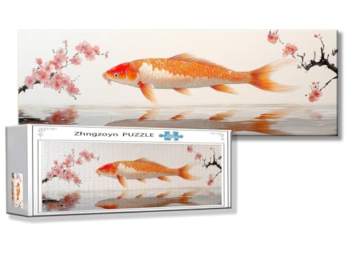 Puzzle Fisch 900 Teile Blume Puzzle Erwachsene Anspruchsvoll Groß XXL 87 x 34 cm Jigsaw Panorama, 2025 Impossible Jigsaw, Klassische Holzpuzzle für Erwachsene Männer, Frauen, ältere Menschen C-8 von Zhngzoyn