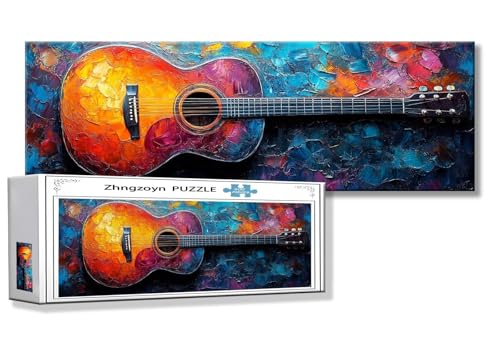 Puzzle Gitarre 900 Teile Musikinstrumente Puzzle Erwachsene Anspruchsvoll Groß XXL 87 x 34 cm Jigsaw Panorama, Schwer Impossible Jigsaw, 2025 Klassische Holzpuzzle für Erwachsene Männer, Frauen, G-1 von Zhngzoyn