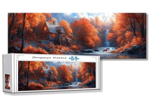 Puzzle Herbst 900 Teile Landschaft Puzzle Erwachsene Anspruchsvoll Groß XXL 87 x 34 cm Jigsaw panorama, 2025 Impossible Jigsaw, Klassische Holzpuzzle für Erwachsene Männer, Frauen, ältere Menschen J-9 von Zhngzoyn