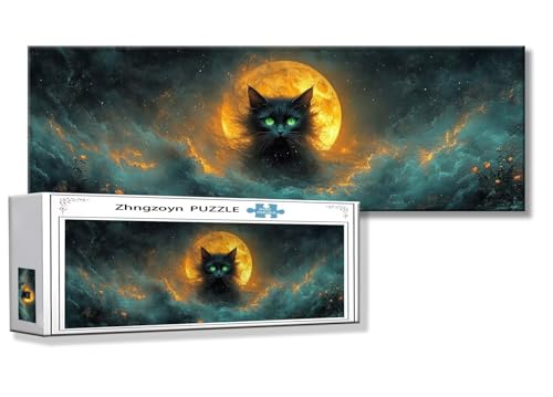 Puzzle Katze 900 Teile Tier Puzzle Erwachsene Anspruchsvoll Groß XXL 87 x 34 cm Jigsaw Panorama, 2025 Impossible Jigsaw, Klassische Holzpuzzle für Erwachsene Männer, Frauen, ältere Menschen L-15 von Zhngzoyn