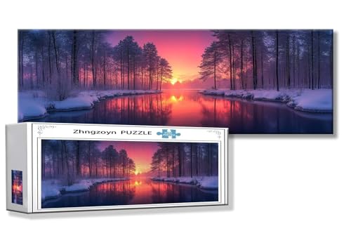 Puzzle Landschaft 900 Teile Sonnenuntergang Puzzle Erwachsene Anspruchsvoll Groß XXL 87 x 34 cm Jigsaw panorama, Schwer Impossible Jigsaw, 2025 Klassische Holzpuzzle für Erwachsene Männer, Frauen, E-9 von Zhngzoyn