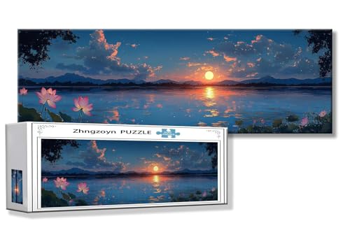 Puzzle Landschaft 900 Teile Sonnenuntergang Puzzle Erwachsene Anspruchsvoll Groß XXL 87 x 34 cm Jigsaw panorama, Schwer Impossible Jigsaw, 2025 Klassische Holzpuzzle für Erwachsene Männer, Frauen, Q-9 von Zhngzoyn