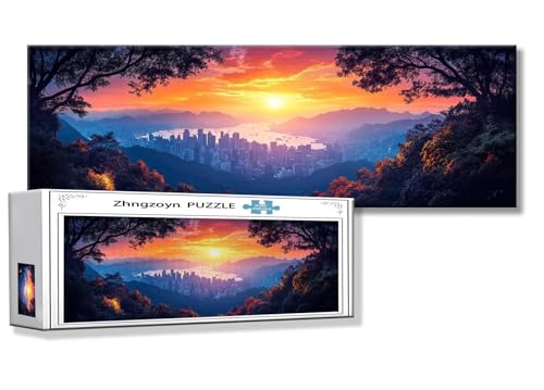 Puzzle Landschaft 900 Teile Sonnenuntergang Puzzle Erwachsene Anspruchsvoll Groß XXL 87 x 34 cm Jigsaw panorama, Schwer Impossible Jigsaw, 2025 Klassische Holzpuzzle für Erwachsene Männer, Frauen, X-4 von Zhngzoyn