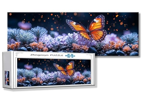 Puzzle Schmetterling 900 Teile Koralle Puzzle Erwachsene Anspruchsvoll Groß XXL 87 x 34 cm Jigsaw Panorama, Schwer Impossible Jigsaw, 2025 Klassische Holzpuzzle für Erwachsene Männer, Frauen, E-2 von Zhngzoyn