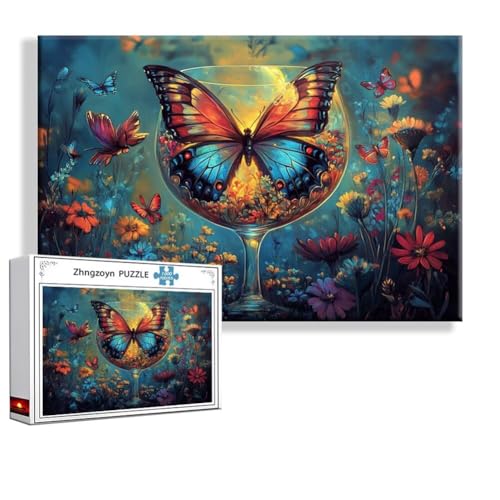 Puzzle Schmetterling Blume 1500 Teile Groß XXL 87x57 cm, Jigsaw Art Impossible Erwachsene Anspruchsvoll, Klassische Jigsaw Erwachsene, Junge, Mädchen, Geschicklichkeitsspiel für Die Ganze Familie X-2 von Zhngzoyn