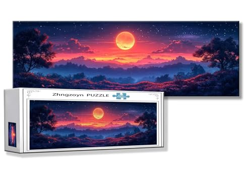 Puzzle Sonnenuntergang 900 Teile Landschaft Puzzle Erwachsene Anspruchsvoll Groß XXL 87 x 34 cm Jigsaw panorama, Schwer Impossible Jigsaw, 2025 Klassische Holzpuzzle für Erwachsene Männer, Frauen, O-9 von Zhngzoyn